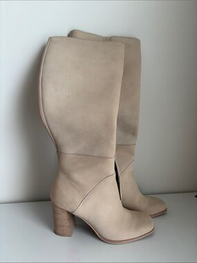 Dolce Vita Beige Knee-High Block Heel Boots